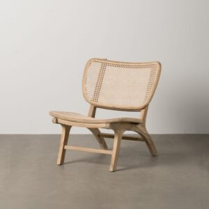 Sillón natural de ratán y madera para salón – 84 x 58 x 74 cm