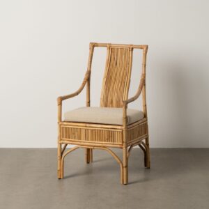 Sillón de ratán natural para salón o decoración – 54 x 65 x 96 cm