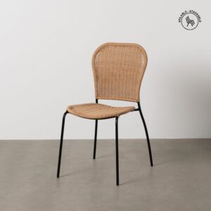 Pack de 2 Sillas Naturales de Polietileno y Acero para Salón y Terraza - Diseño Moderno y Ergonómico 87 cm