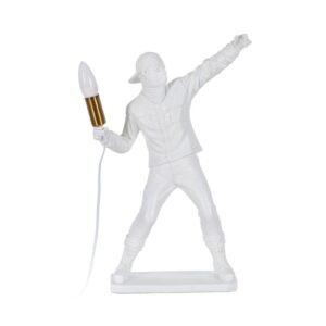 Lámpara de Mesa Chico Blanca de Resina Estilizada 52 cm - Diseño Moderno, Voltaje 220-240W, Casquillo E14, Cable Blanco 1.50m