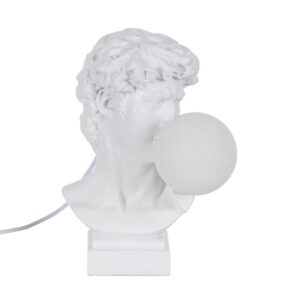 Lámpara de Mesa David Blanca de Resina con Luz Cálida - 30 cm, Bombilla G9 Incluida, Ideal para Decoración y Iluminación de Interiores