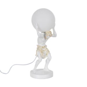 Lámpara de Mesa Blanca Minimalista de Resina 44 cm - Luz Cálida G9 40W, Cable Blanco 1.50m