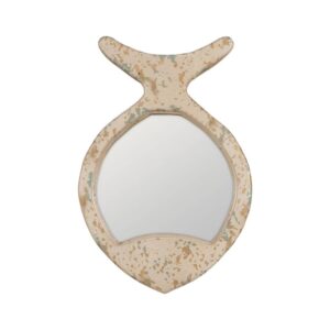 Espejo Compacto en Forma de Pez Blanco Rozado de Madera de Pino - 39,5 cm