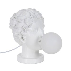 Lámpara de Mesa Chica Blanca de Resina con Luz Cálida - 31 cm, Bombilla G9 Incluida, Ideal para Decoración y Iluminación de Ambientes