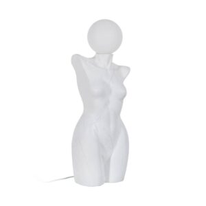 Lámpara de Mesa Mujer Blanca de Resina Alta 70,5 cm - Luz Cálida G9 40W Incluida, Ideal para Decoración Moderna