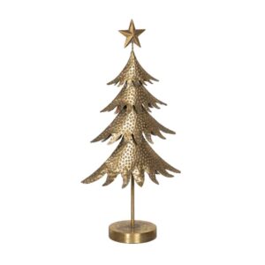 Figura de Árbol Dorado de Metal Estilizado - Decoración Elegante de 67,5 cm para el Hogar