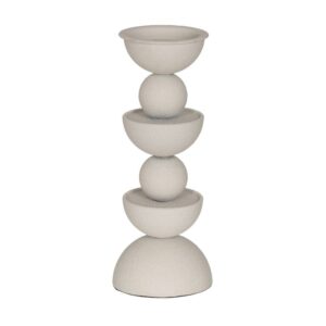 Portavelas Blanco de Metal Decorativo Estilizado de 32 cm - Elegancia y Modernidad para tu Hogar