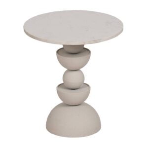 Mesita Blanca de Metal y Mármol de 45 cm - Elegancia Contemporánea para Decoración Moderna