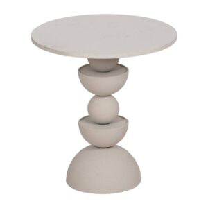 Mesita Blanca de Metal y Mármol Moderno de 50 cm - Elegante Mesa Auxiliar Minimalista para Salón y Dormitorio