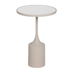 Mesita Blanca de Metal con Sobre de Espejo 52 cm - Elegante Mesa Auxiliar de Diseño Moderno para Decoración del Hogar