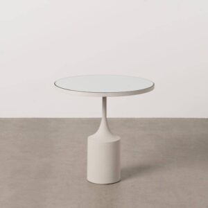 Mesita Blanca de Metal con Espejo Decorativo de 46 cm - Diseño Minimalista y Elegante para Sala de Estar y Dormitorio