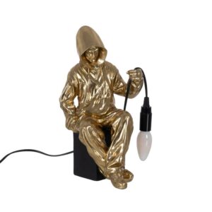 Lámpara de Mesa Blanca con Figura Masculina de Resina - 33 cm, Estilo Moderno, Casquillo E14, Ideal para Decoración de Interiores