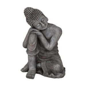 Escultura de Buda en Fibra de Magnesio Estilizada para Exterior - 54 cm