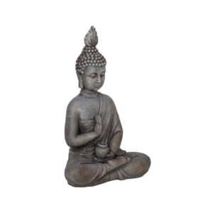 Escultura de Buda en Fibra de Magnesio Natural para Exterior - 56 cm