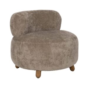 Sillón Taupe Decorativo de Madera de Abedul - Diseño Redondeado y Cómodo 71 cm para Salones Modernos y Clásicos