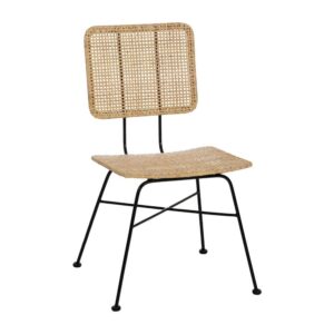 Silla de Fibra Natural y Metal para Salones - Diseño Moderno de 84 cm con Asiento Cómodo y Respaldo Soporte