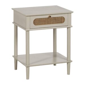 Mesita Auxiliar Gris Claro en DM con Cajón - Diseño Elegante y Funcional (61,5 cm) para Dormitorio, Salón y Estudio