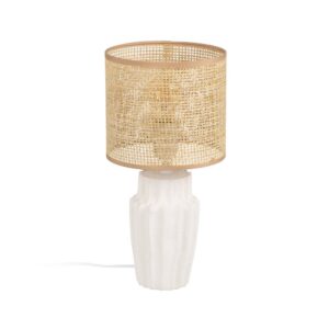 Lámpara de Mesa Cerámica con Pantalla de Papel y PVC 18x18x37 cm