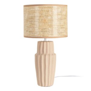 Lámpara de Mesa Cerámica con Pantalla de Papel y PVC 25x25x46 cm