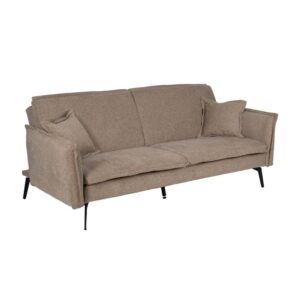 Sofá Cama Taupe Moderno en Tejido de Lino y Estructura de Metal - 84 cm, Confort y Estilo para tu Hogar