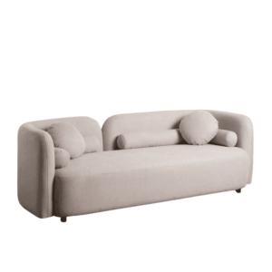 Sofá 3 Plazas Beige Moderno en Tejido y Madera de Caucho - 223 cm, Confort y Estilo para tu Salón