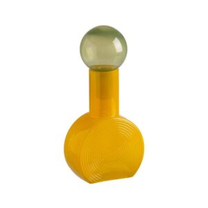 Botella Decorativa de Cristal Verde y Amarillo - Figura Elegante de 33,5 cm para Decoración del Hogar