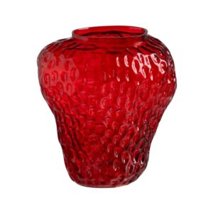 Jarrón Decorativo de Cristal Rojo Fresa - 25 cm, Elegante y Moderno para Decoración de Interiores
