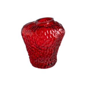 Pack de 2 Jarrones de Cristal Rojo Fresa Decorativos de 17 cm - Elegancia y Estilo para tu Hogar
