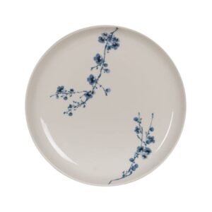 Pack de 6 Platos de Postre Orientales de Porcelana Blanca y Azul - Elegantes y Funcionales, 19 cm, Apto para Lavavajillas y Microondas
