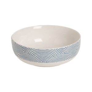 Pack de 6 Bowls Orientales de Porcelana Blanco y Azul - Elegantes y Prácticos para Ensaladas, Postres y Sopas - Diámetro 15,5 cm