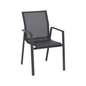 Silla Apilable de Aluminio y Textileno para Exterior 56,5x61,5x88,5 cm