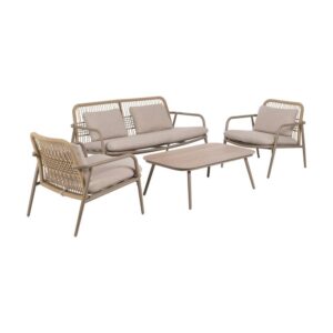 Conjunto de Jardín de Aluminio con Sofá, Sillones y Mesa de Centro