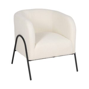 Sillón Blanco de Metal y Poliéster 68x66x74 cm con Relleno de Espuma