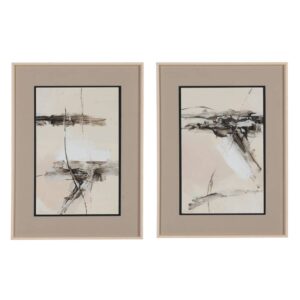 Pack de 2 Cuadros Abstractos Pintados a Mano con Marco de Madera de 80 cm - Decoración Moderna y Elegante para Salón y Oficina