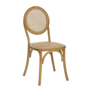 Silla Alta de Madera Rynoth 92 cm - Diseño Elegante con Asiento de Ratán y Respaldo Redondeado, Ideal para Comedores y Zonas de Estar
