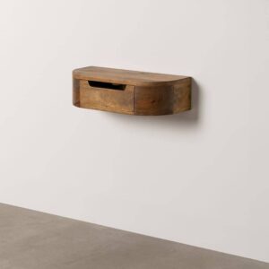 Mesita Flotante Miel Madera de Mango 50x20x13 cm con Cajón y Anclaje