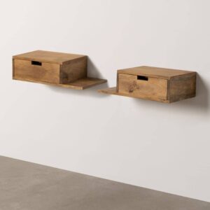 Mesitas Flotantes de Madera de Mango Miel 55x25x15 cm con Cajones
