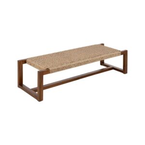 Banqueta Natural de Madera de Teca y Ratán Sintético 138x49x36 cm