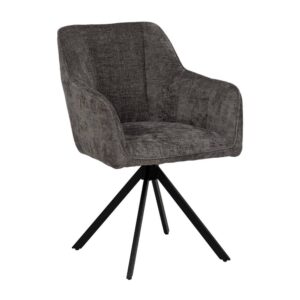 Silla de brazos gris oscuro, tejido 100% poliéster, 58x58x83 cm