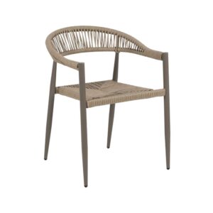 Silla apilable exterior de polietileno y aluminio, natural-gris, 59x58x79 cm
