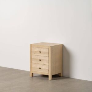 Mesita Natural de DM con Revestimiento de Madera de Paulonia - 43x34x55 cm