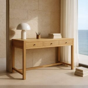 Mueble Auxiliar Natural Madera Mindi 130x55x77 cm con Cajones