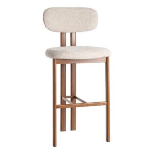 Taburete Beige 75cm Tejido 100% Poliéster y Metal, 50x47x109cm