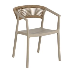 Silla Apilable Beige de Polipropileno 56x52x76 cm, Sin Montaje