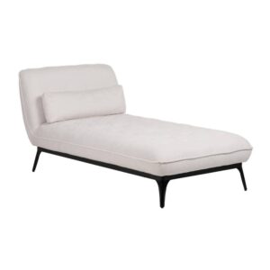 Chaise-Lounger Crema 100% Poliéster con Patas de Metal 168x90x82 cm