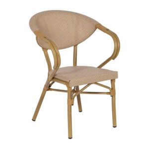 Silla Apilable Beige de Aluminio y Textileno 57x58,5x82 cm