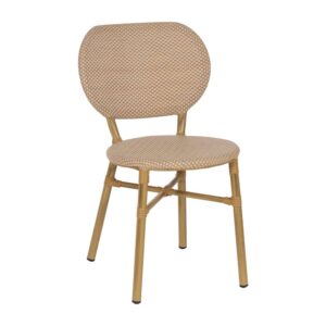 Silla Apilable Beige de Aluminio y Textileno 47x60x79 cm