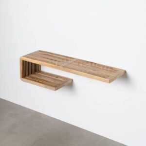 Estante Natural de Madera de Teca Reciclada 80x21x20 cm con Anclaje