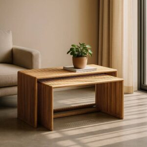 Mesa de Centro Natural en Madera de Teca Reciclada 85x35x41 cm