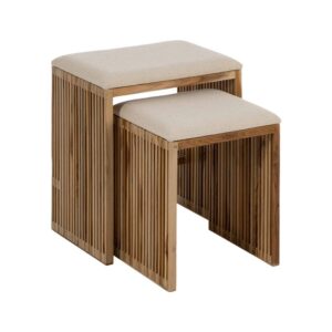 Banqueta Natural de Madera de Teca Reciclada 50x34x60 cm - Colección Bellamonte